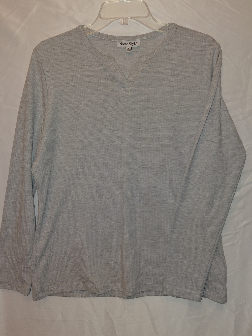 NorthStyle Men's Light Gray Crewneck Thermal Pullover #2491
